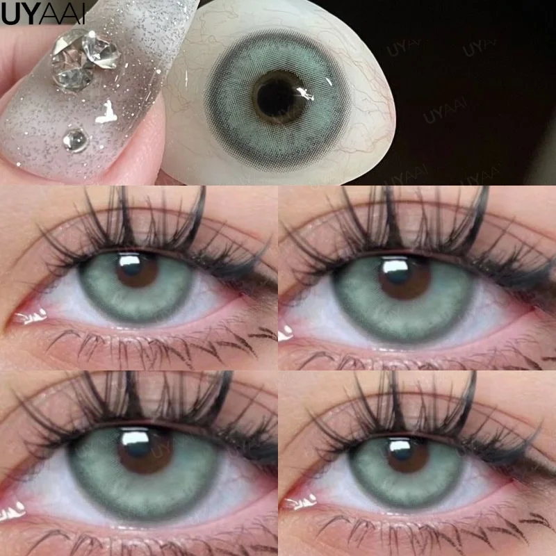 UYAAI Color Contact Lenses with Diopters Color Lens Korean Lenses Grow Eye Natural Colored Eye Lenses Myopia Black Lenses