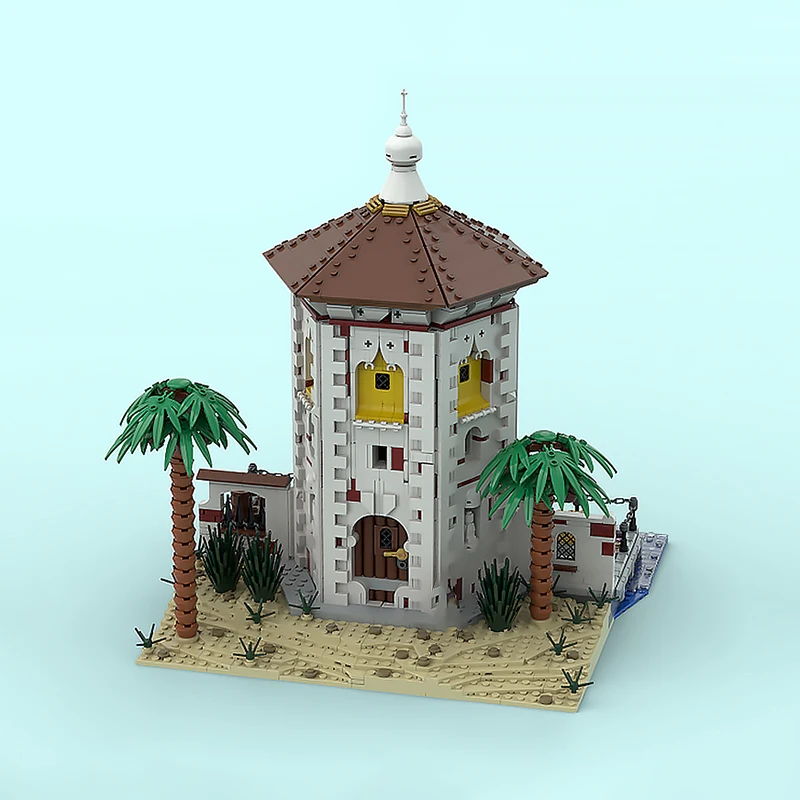مدينة شارع عرض نموذج MOC قوالب بناء برج الجزيرة القلعة وحدات التكنولوجيا الهدايا عطلة تجميع ألعاب أطفال البدلة