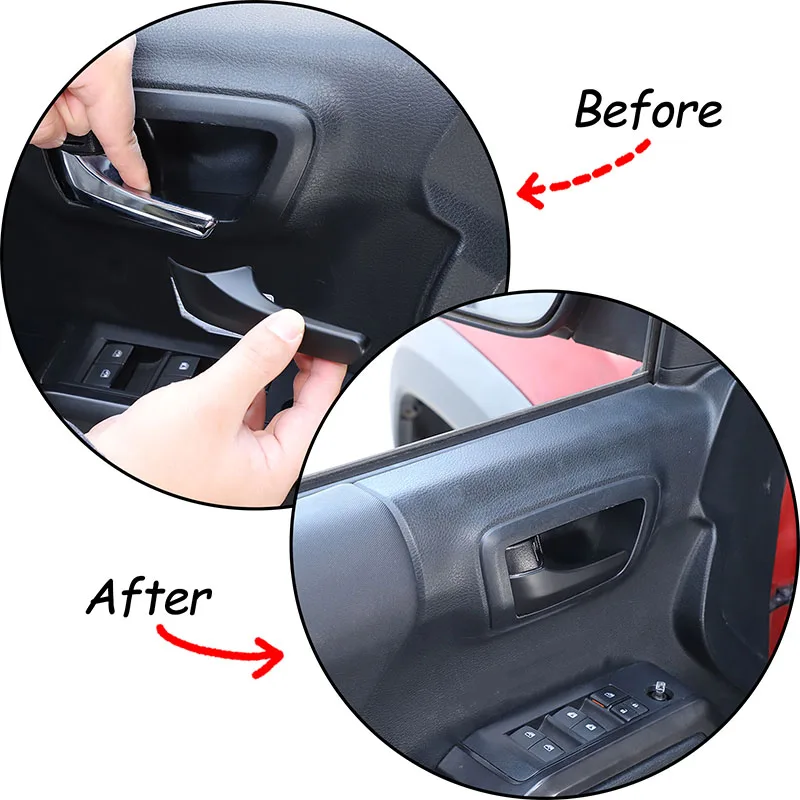 cheya ABS Matte Black Car Door Handle Decorative Cover for Toyota Tacoma Pickup 2016-2022 Interior Accessories 4 Pcs