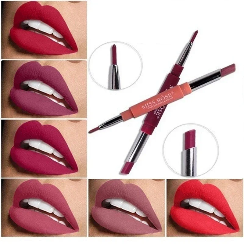 Double-end Lip Makeup Lipstick Pencil Waterproof Long Lasting Tint Red Lip Stick Beauty Matte Liner Pen Lipstick Women Party