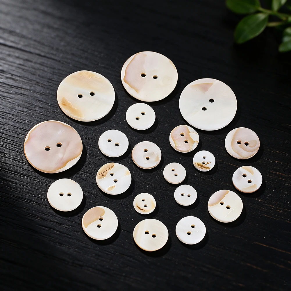Natural Double Hole Shell Button Multiple Model Round Mother-of-Pearl Fashion Decorative Buttons Shirt Cardigan Sewing Accessory