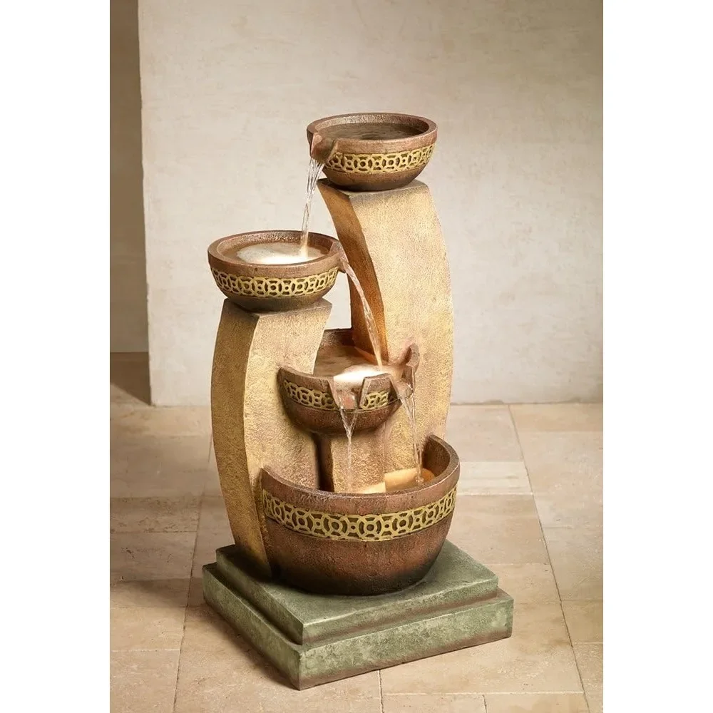 

41 inch fountain with LED lights, courtyard terrace porch outdoor, modern rural outdoor cascading floor fountain