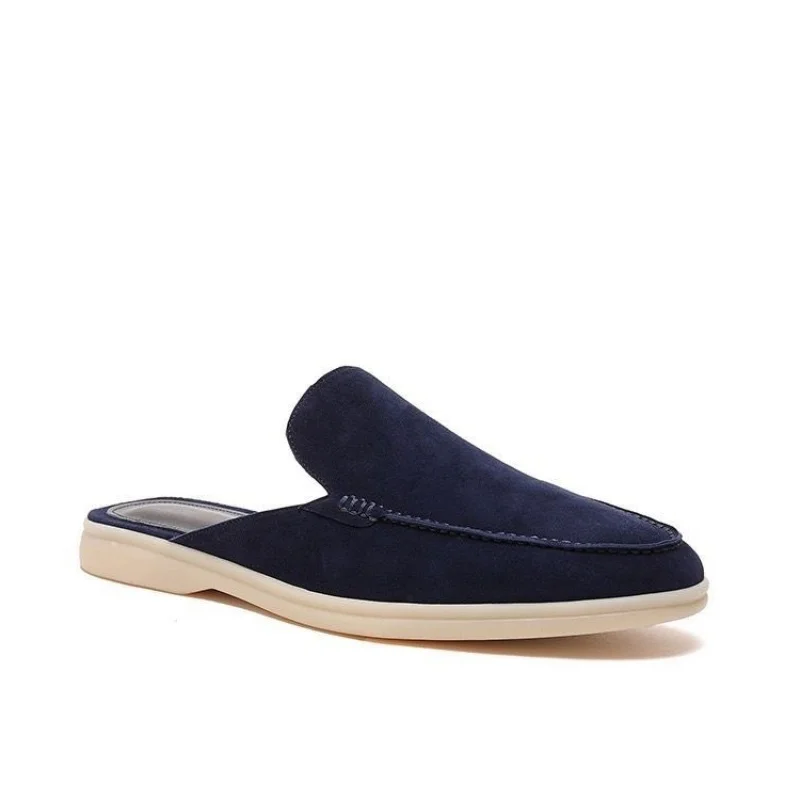 Summer New Flat Bottom Slippers Half Slip-On Slipper Style Men's Shoes Outdoor Wear Casual Comfortable Flat Heel Loafers