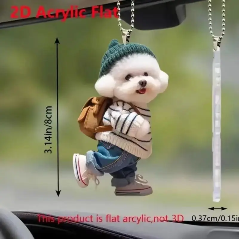 Creative Puppy Man Backpack Rearview Mirrors Pendant Car Hanging Ornaments Car Decoration Accessories Gifts For Women Men image 3