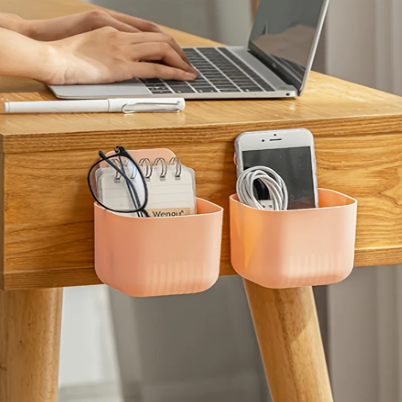 1pc Plastic Storage Box with Magnetic Sheet Sorting Grid Winder Power Cord Desktop Organizer