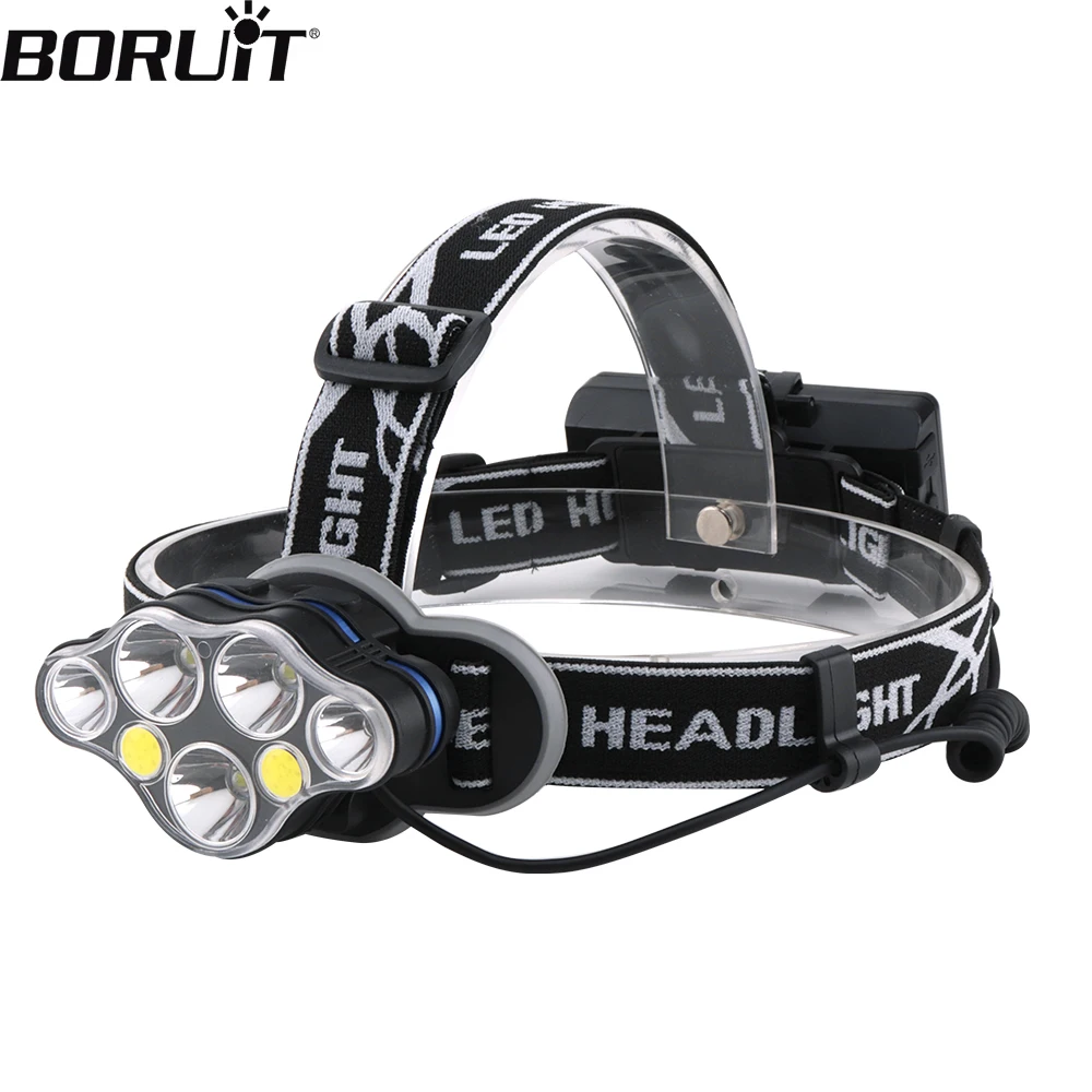 

BORUiT KC07 Super Bright LED Headlamp 8 Lighting Mosdes 1400LM USB Rechargeable 18650 Head Torch for Camping Fishing Hunting