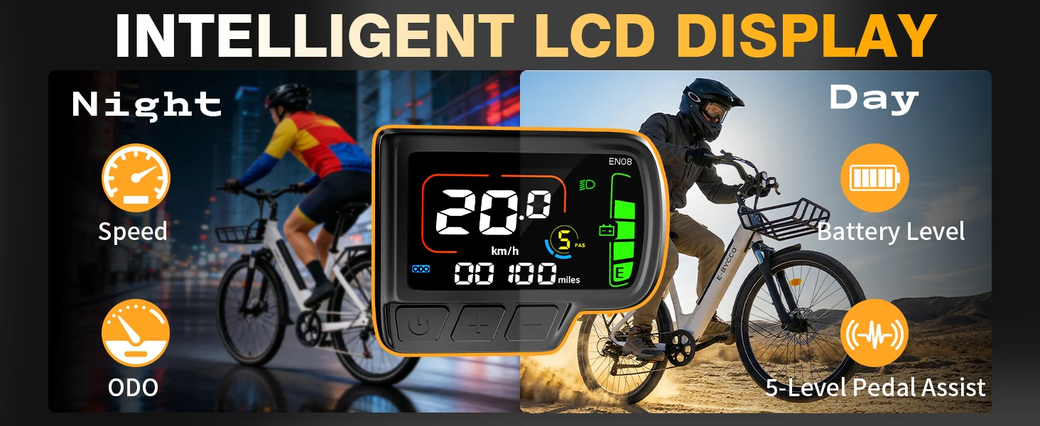 E-Bycco V1 Elektrofahrrad 250W/500W Motor 36V15.6AH Abnehmbarer Akku Erwachsenen-Pendlerfahrrad 28 Zoll Reifen Höchstgeschwindigkeit 45KM/H E-Bike mit Korb – Detail 7