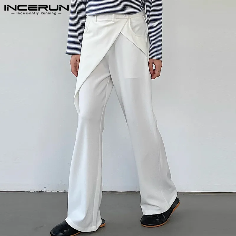 

INCERUN 2024 Korean Style Trousers Mens Paired Straight Leg Long Pants Solid Casual Fashionable Male Hot Selling Pantalons S-5XL