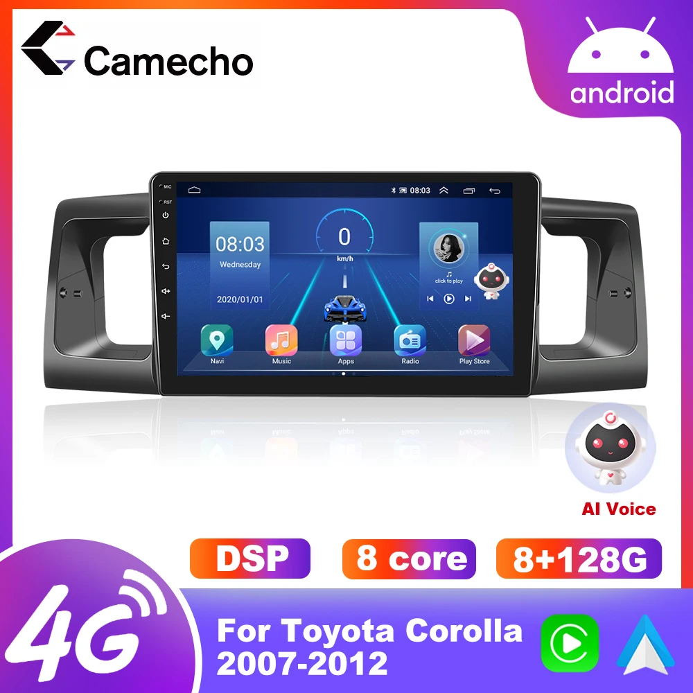 

Camecho 2 Din Android Car Radio Carplay For Toyota Corolla E130 E120 2007-2012 4G Car Stereo Multimedia Player GPS 2din DVD