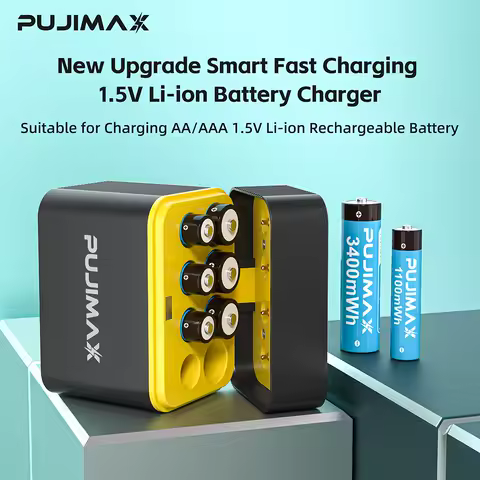 PUJIMAX 8-Slots Battery Smart Charger For 1.5V AAA/AA 1100mWh 4255mWh Rechargeable Lithium Batteries Intelligent Fast Charger