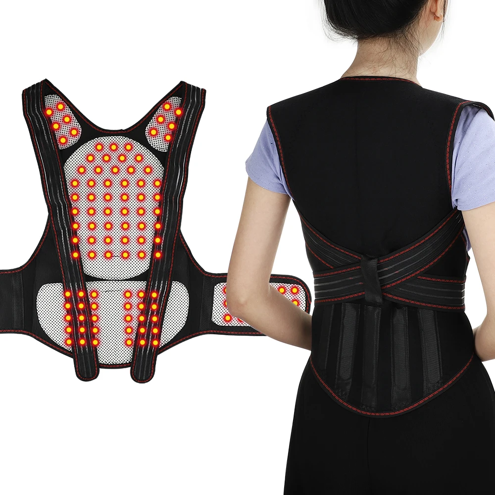 Tourmaline Self-heating Back Support Waist Brace Back Posture Vest Spine Shoulder Lumbar Magnets Warming Posture Correction Belt