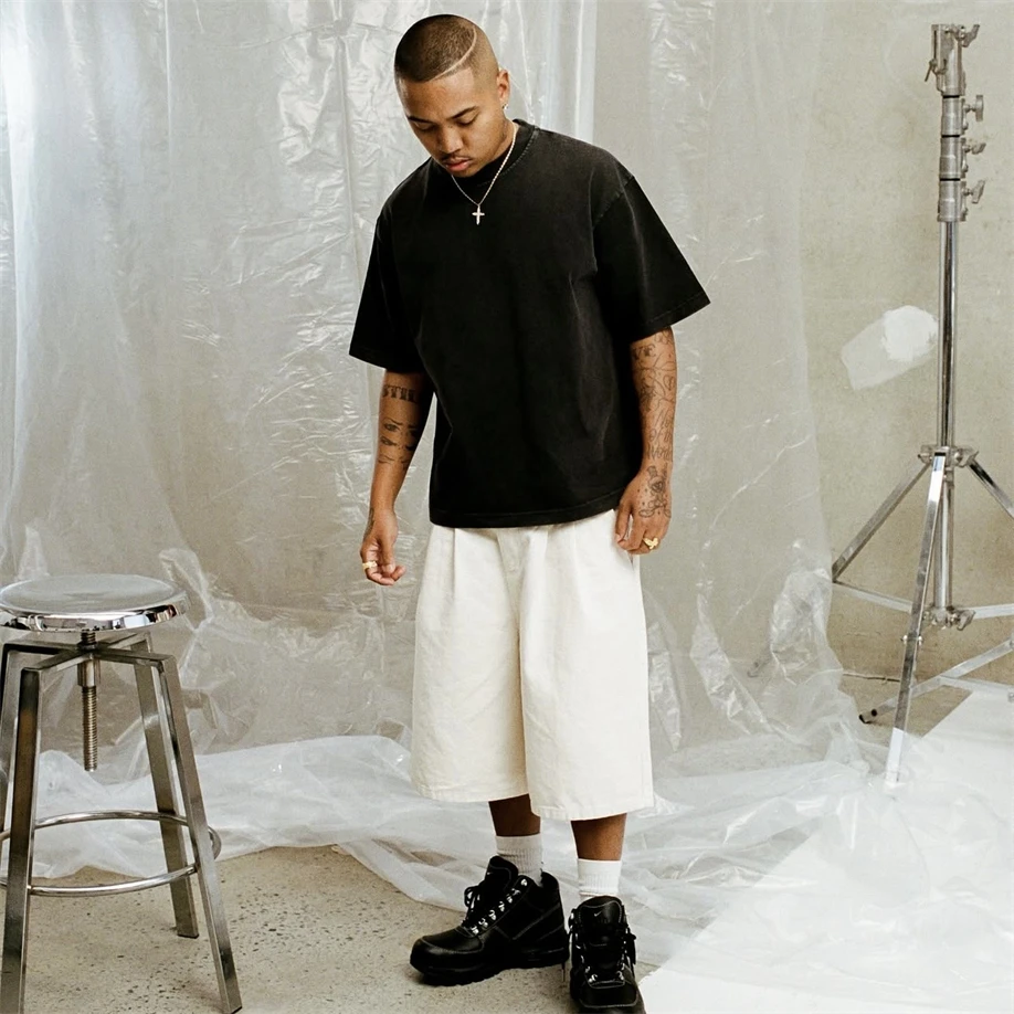 

High Quali Comfortable Casual ort Sve T-irt Pure Color Summer New Faion Trend Loose Fit Signature Blank T-irt