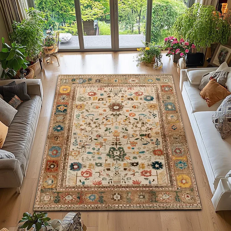 RAKKS Bohemian Mandala Velvet Large Area Rugs,Stain Resistant Anti Slip Backing Rugs for Living Room,Bedroom, Vintage Home Decor