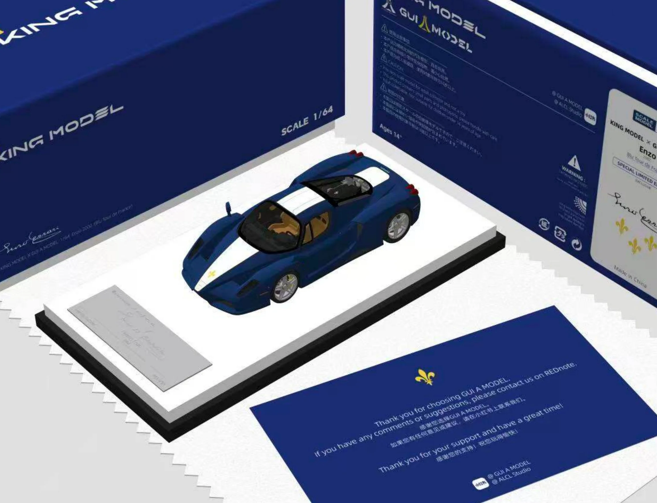 

KING MODEL1/64 Enzo Customized Edition Tour de France Blue Alloy Car Model Collection Gift