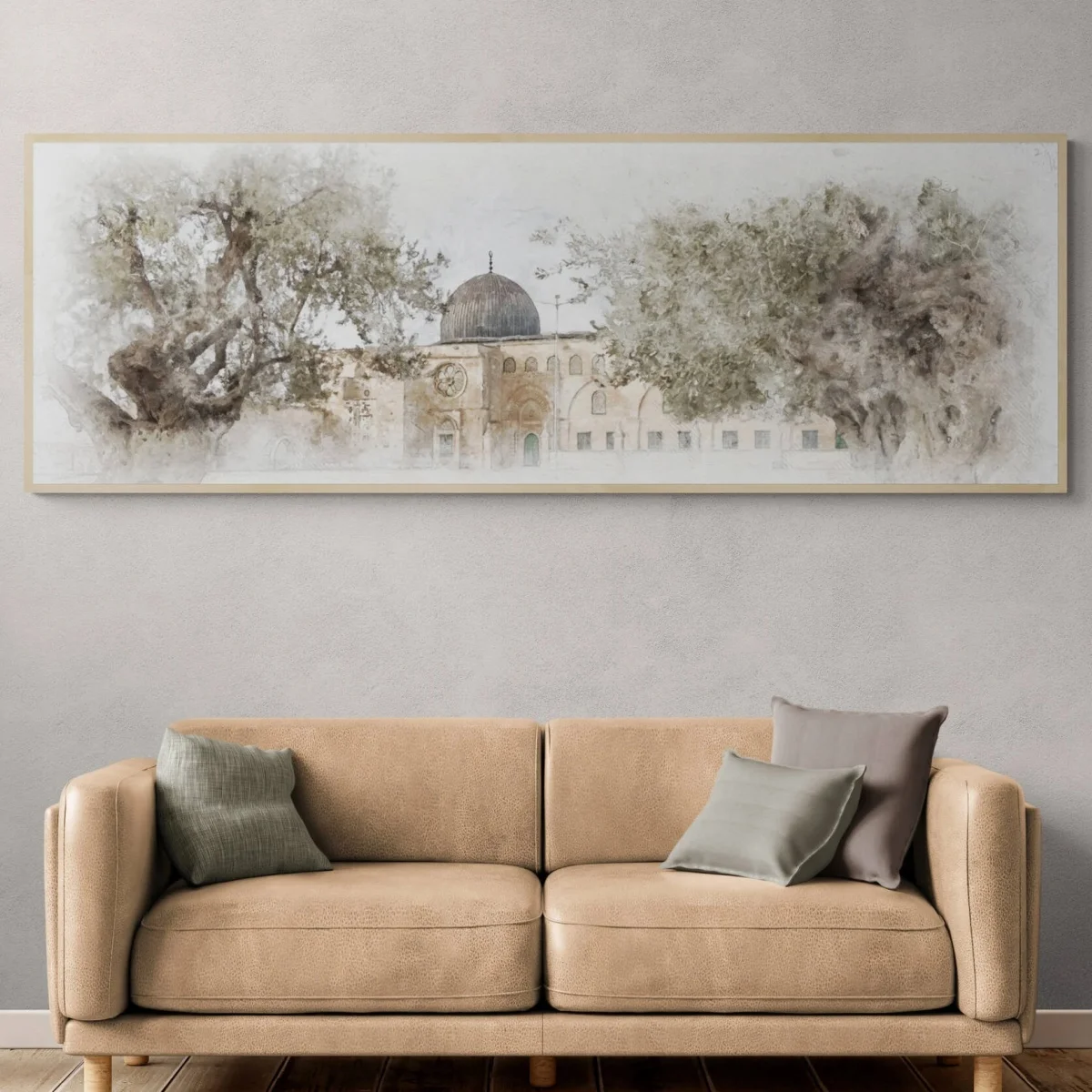 المسجد الإسلامي أشجار الزيتون مجردة قماش طباعة المشارك الحديثة رمضان مسلم كبير الفن الأفقي يطبع جدار ديكور فني للمنزل