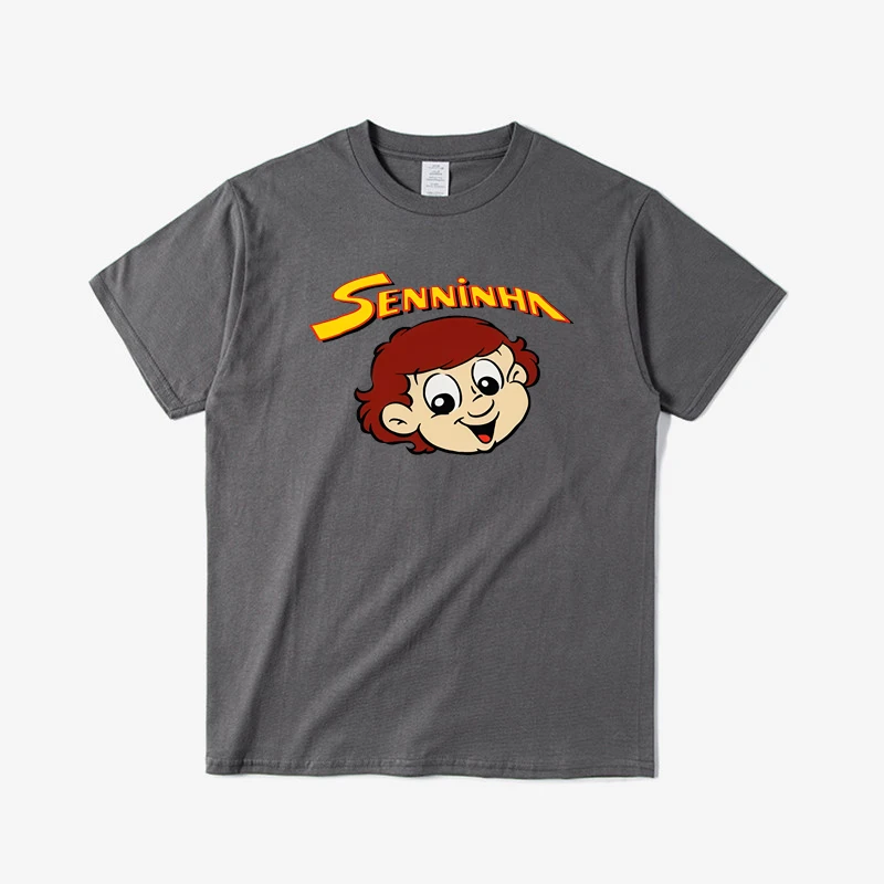 Senninha Ayrton Senna Cartoon Accessories Women's Short Sleeve Fun T-Shirt Fashion Clothing Unisex Fun Vintage T-Shirt