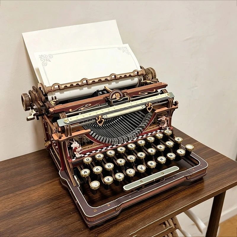 Typewriter wooden puzzle toy adult birthday gift
