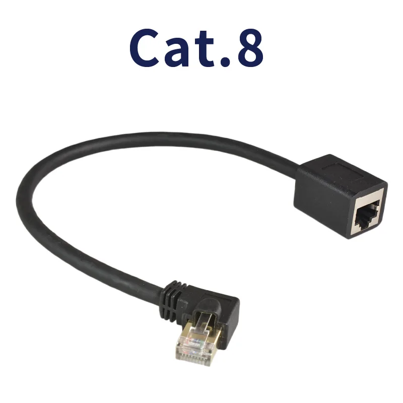 

8P CAT8 Male to Female Rj45 Extension Cable Cord Right Angle Elbow Rj45 Male to Female Extend Line Wire Rj45 Male Female Adapter