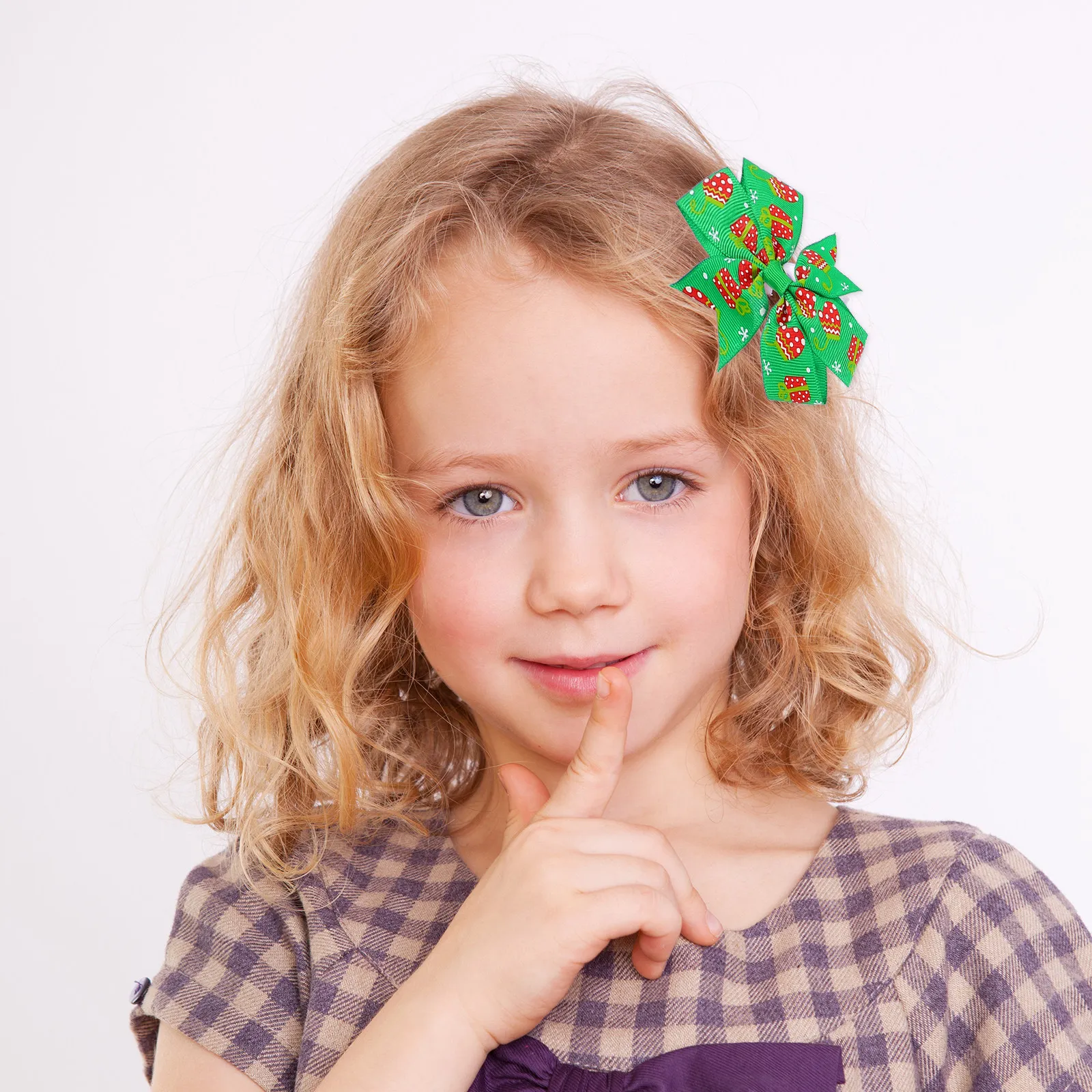 

Набор из 15 заколок для волос с бантиками в рождественском стиле, мягкие, нескользящие, для праздничного образа