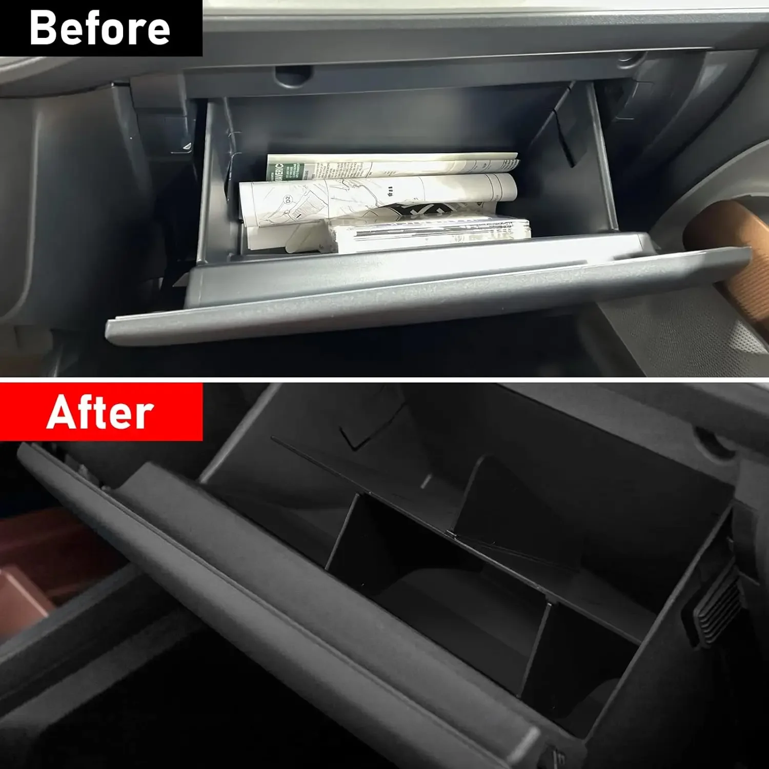 Glove Box Organizer For Ford Maverick 2022 2023 2024 Hybrid XL XLT Lariat Accessories Center Console Storage Tray Compartment