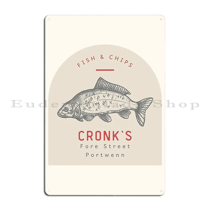 Doc Martin Cronk S Fish And Chips Portwenn Port Isaac Cornwall Dark Sonnyboydesigns Metal Plaque Classic Kitchen Tin Sign Poster