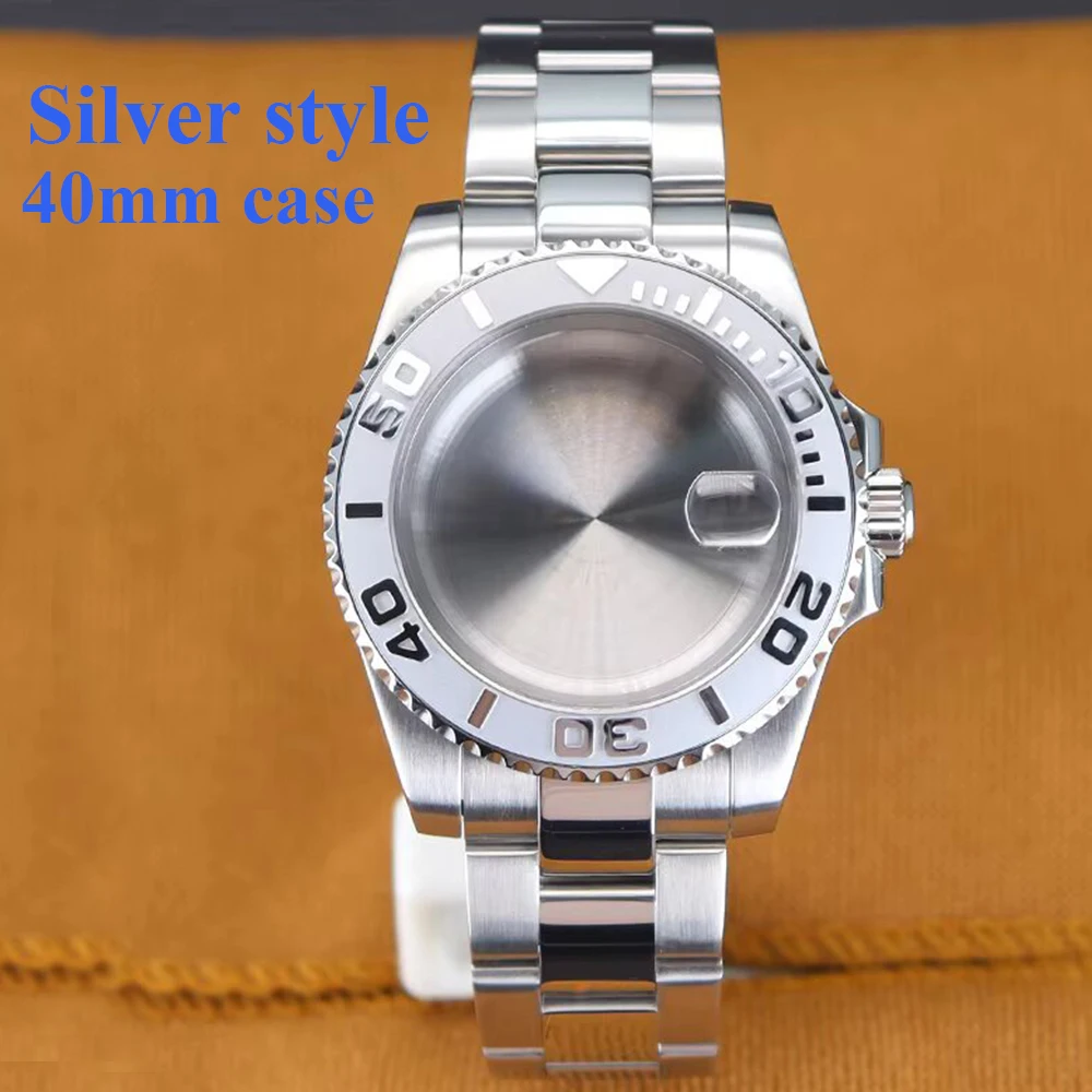 

40mm Watch Case NH35 Cases Sapphire Glass Stainless Steel Waterproof Watch Parts For YACHT-MASTER Fit NH35/NH36 Movement