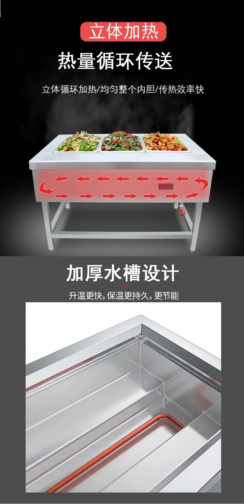 Commercial electric heating numerical control thermal insulation vehicle Stainless steel kitchen equipment