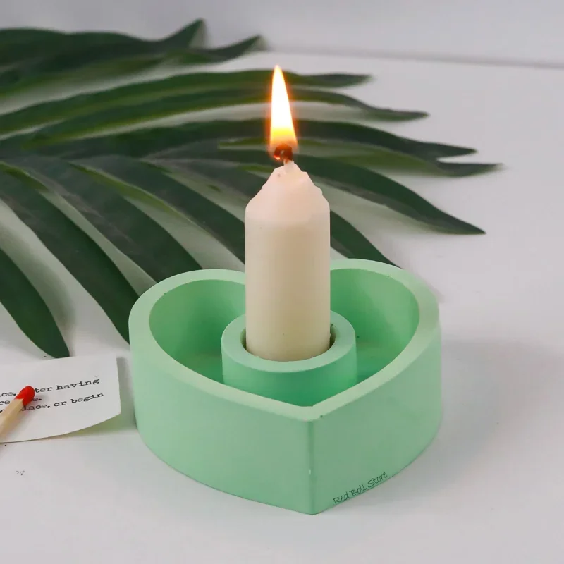DIY Candle Making Kit with Silicone Molds for round Star & Heart Shaped Candle Holders Resin Candlestick Mould for Home Table De