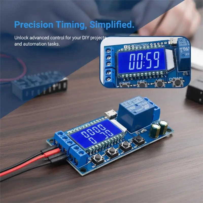 Micro USB Time Delay Relay Module 6-30V Digital LCD Display Timer Switch Control for Industrial Automation Repairs