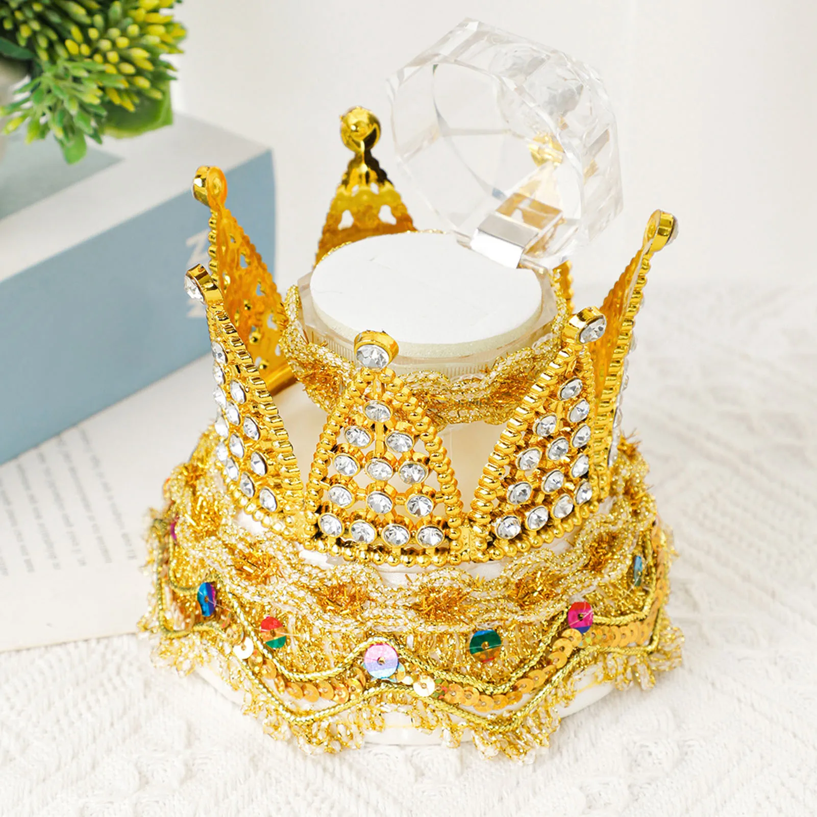 Proposal Jewelry Gift Box Crown Shaped Drawer Jewelry Storage Box for Wedding Ceremony Anniversary