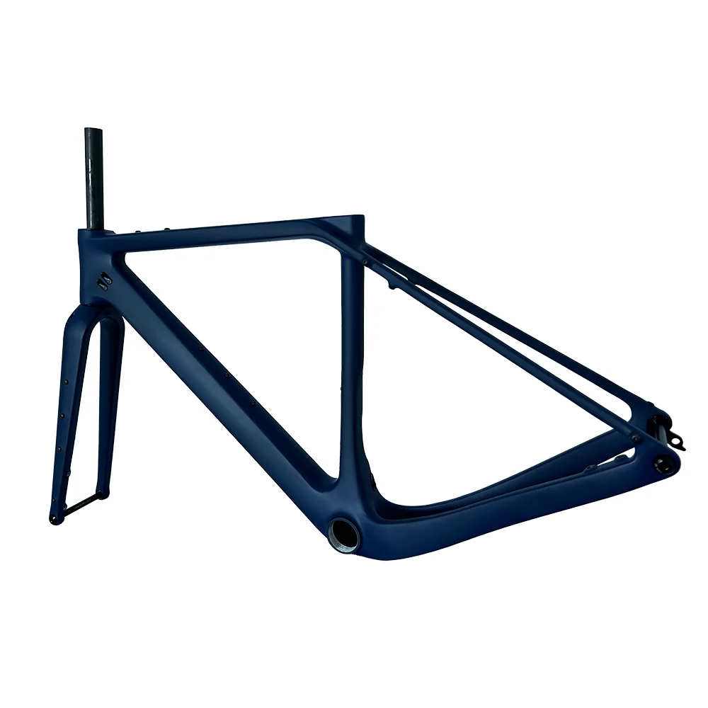 Carbon Gravel Frame Disc Brake Threaded T47 External Cable Routing Max Tire 700C*50C Gravel Bicycle Frameset Dark Blue Bicycle