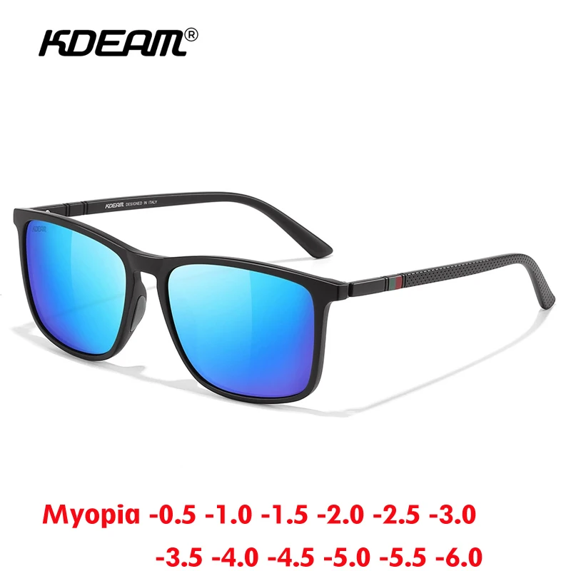 

KDEAM Big Frame High Quality Square Myopia Sunglasses TR90 Men Sports Polarized Glasses Prescription Fashion UV400 -0.50 to -6.0