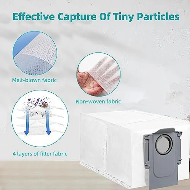 ถุงเก็บฝุ่นแบบใช้แล้วทิ้งสำหรับ roborock Q Revo อุปกรณ์เสริมสำหรับเปลี่ยนเครื่องดูดฝุ่นหุ่นยนต์ P10 roborock 10ชิ้น