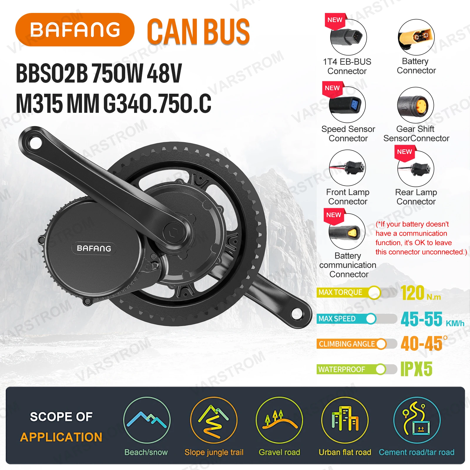 Bafang 750 واط 48 فولت عدة BBS02B BBS02 منتصف محرك المحرك eBike تحويل عدة دراجة كهربائية محرك قوي 68-100 مللي متر مع شاشة الكريستال السائل