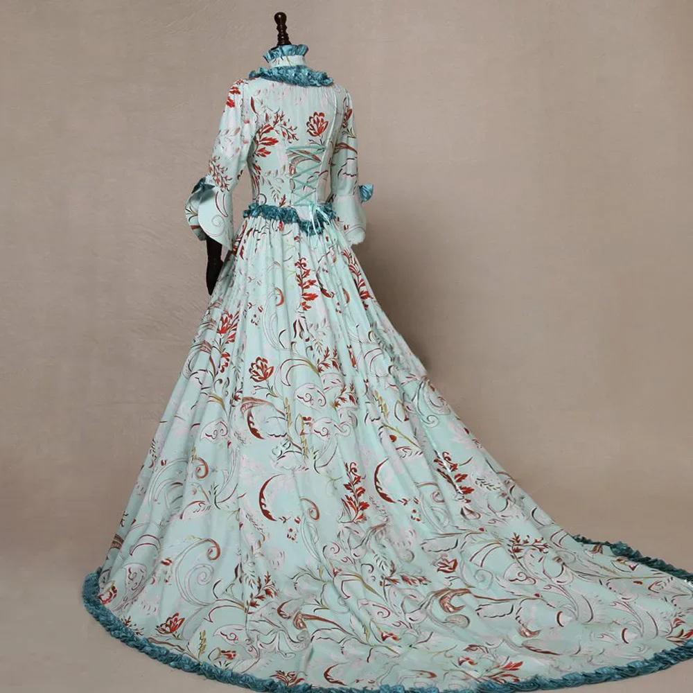 Plus Size Medieval Victorian Party Princess Dress Queen Floor Cos Renaissance Luxury Vintage Printed Gown Robe Dresses For Lady
