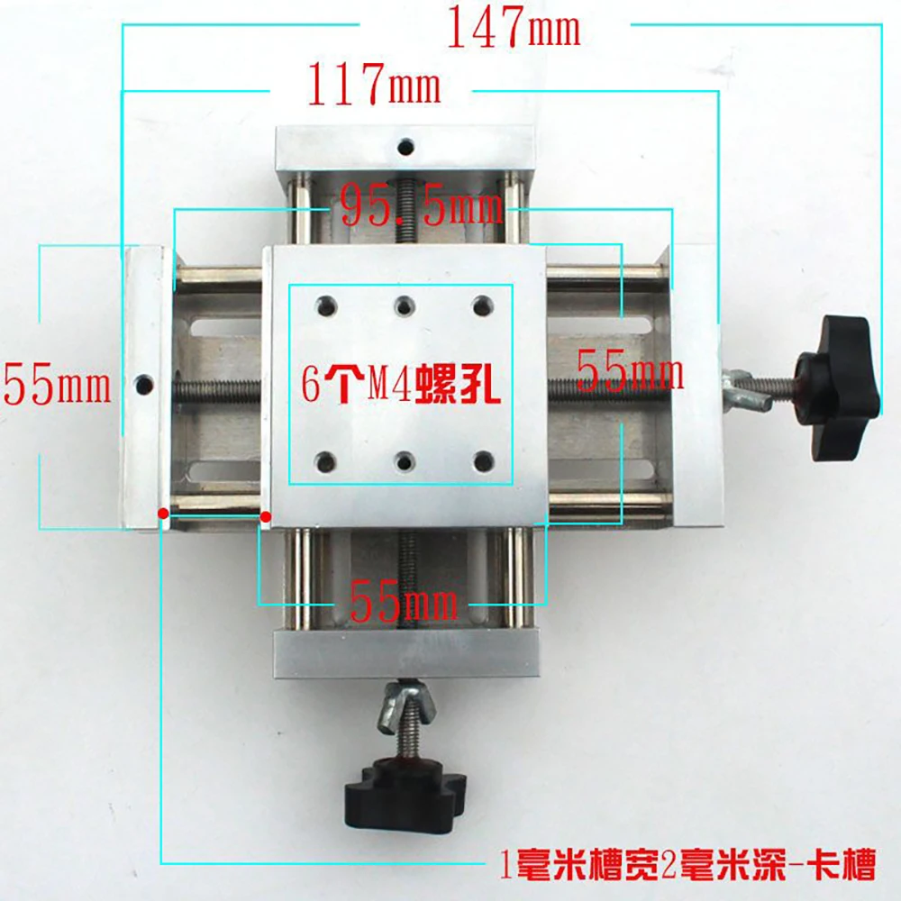 Mini Manual Sliding Table CNC Linear Rail Module Aluminum Stage Ballscrew Cross XY Axis Micro Vise Milling Drill Press Machine