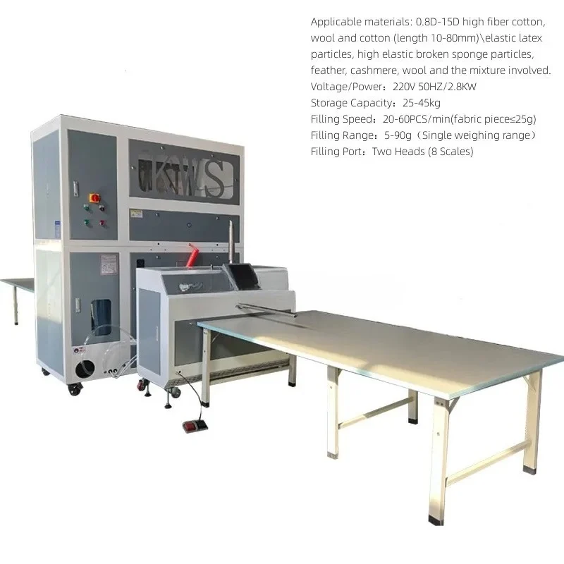 Bonne vente Machine de remplissage de couette canard vers le bas Machine de remplissage de couette avec pesage Intelligent