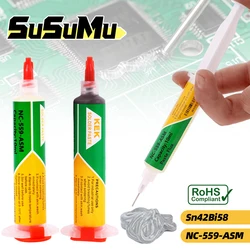 Solder Paste Low Temperature Lead-free Welding Paste 138 ℃ Low Temperature Syringe No Clean Solder Paste for SMD BGA Soldering