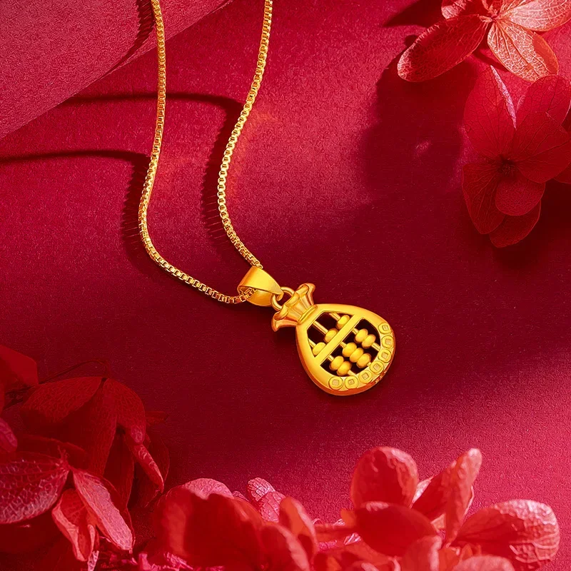 

9999 Real Gold 24K Gold Lucky Bag Abacus Necklace Lucky Bag Abacus Pendant Gold Lucky Bag Abacus