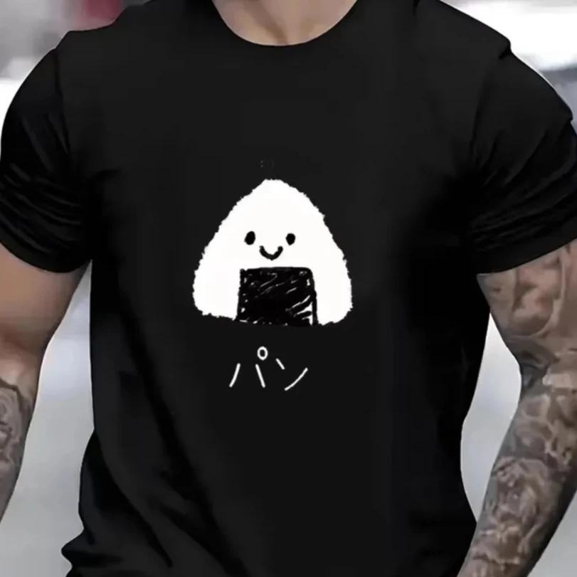 Cartoon Rice Ball Japanese Style Y2k Simple Men Women T-shirt Cute Summer Casual Hip-hop Unisex Street Harajuku Soft Tee Tops