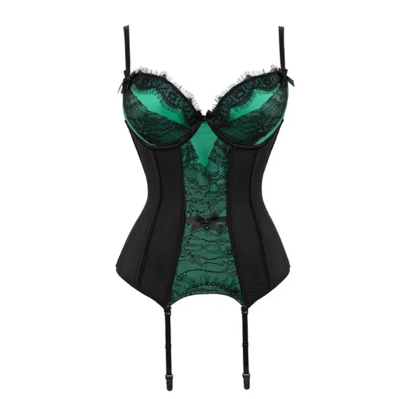 Afneembare riem corset met cup gordel lingerie strik kant up bodysuit voor vrouwen bh korsetten bustiers met bretels