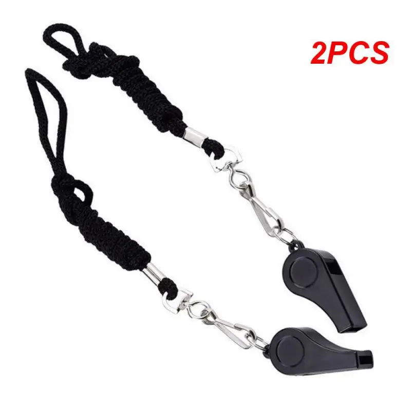 

2PCS Professional Whistle Black ABS Outdoor Sports Camping Hiking Referee Game Training Survival Whistle With Lanyard