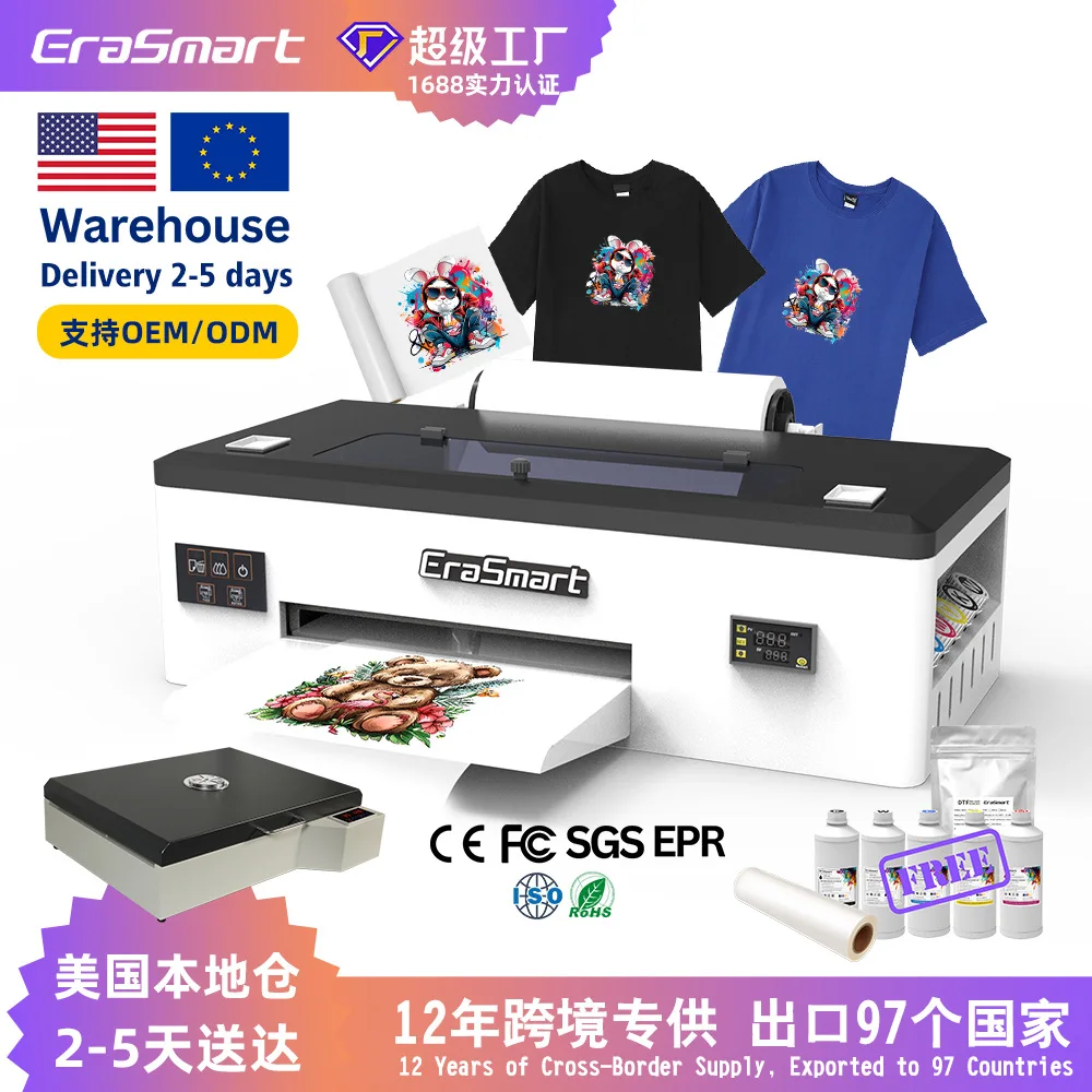 

EraSmart A3 маленькие белые чернила со смещением теплопередачи DTF принтер одежда футболка теплопередача цифровая печатная машина