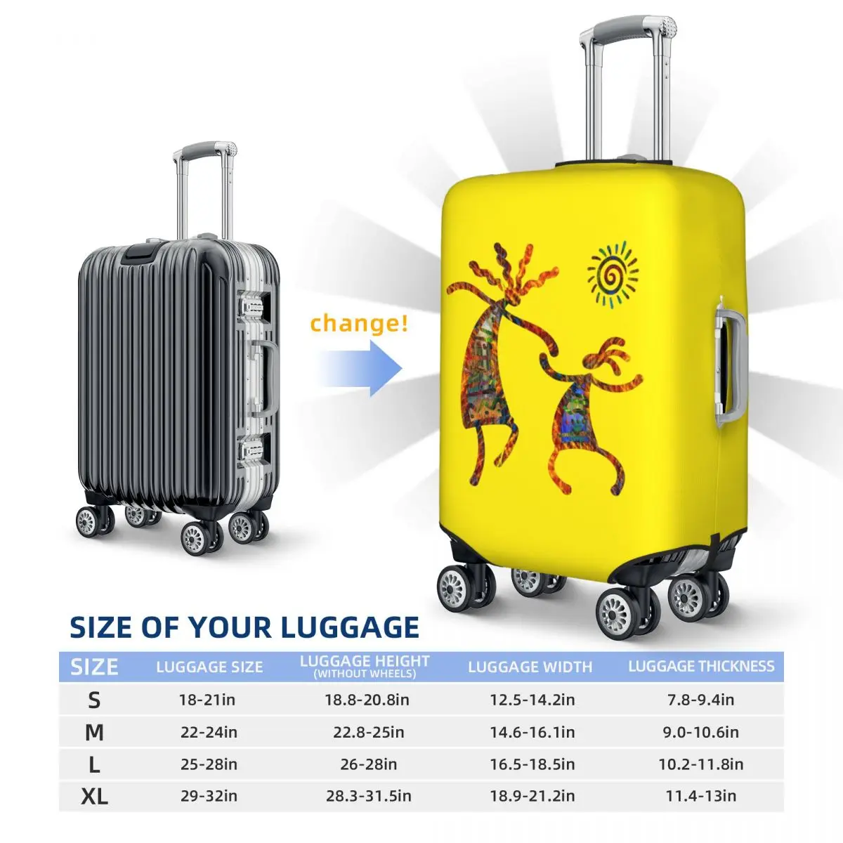 Housse de protection élastique pour valise de voyage, personnalisée, drôle, Tribal africain, amérindien, Kokopelli