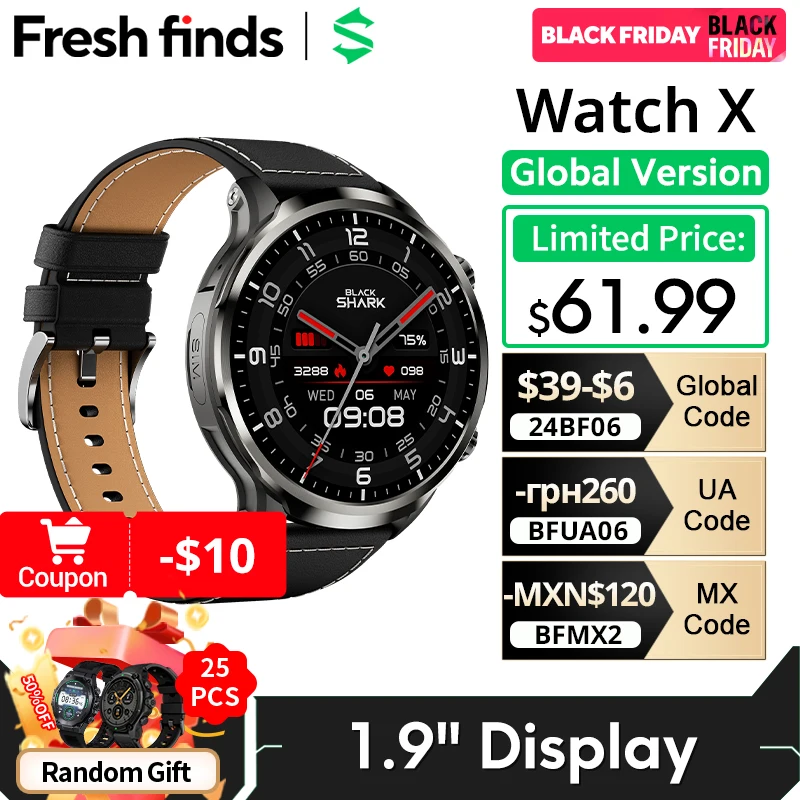 [World Premiere]Global Version Black Shark Smart Watch X 4G Android Watch 1.9″Display APP Free Download IP67 Washable 2MP Camera