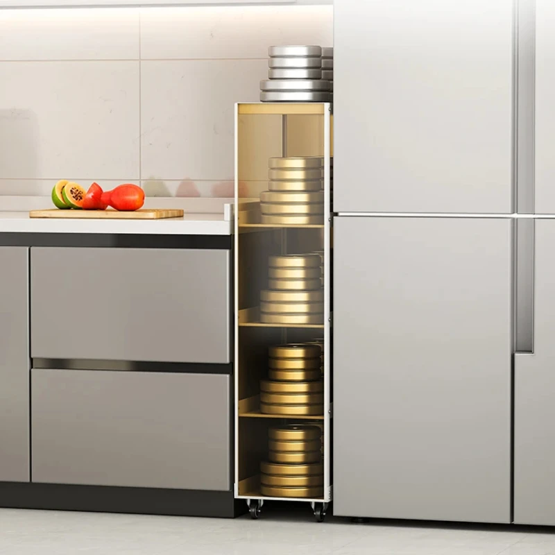 Kitchen refrigerator shelf floor-to-floor multi-storey ultra-narrow gap side 15cm wide small storage cabinet