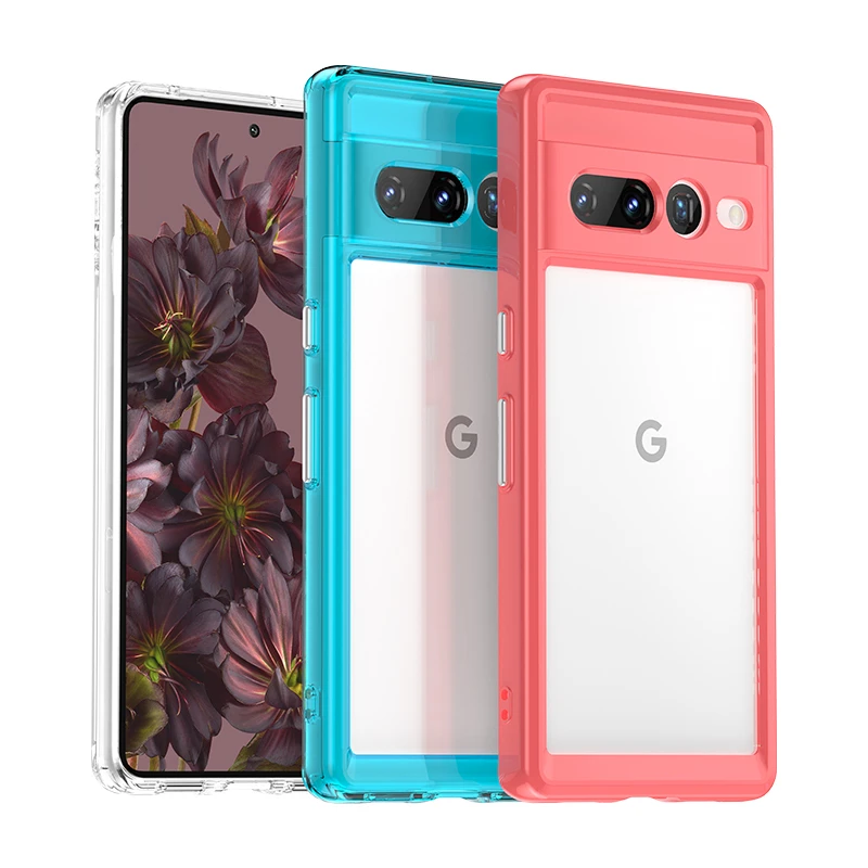 For Google Pixel 7 Pro Case Silicone Clear Border Shockproof TPU Capa Google Pixel 8 Pro 8A 7 Pro 7A 6A Case Phone Protector