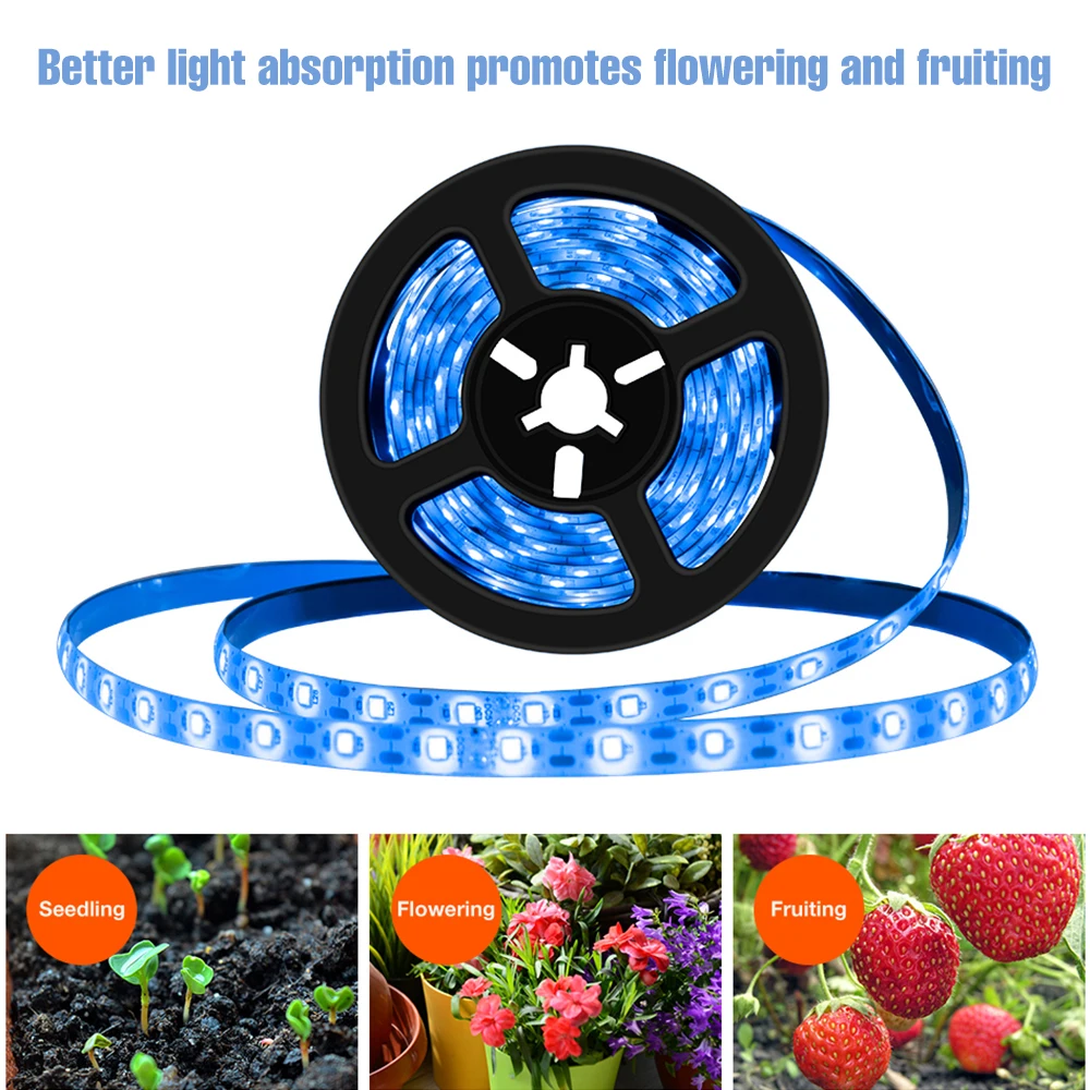 USB الطيف الكامل شرائط مصباح النبات LED داخلي الشتلات الزراعة المائية صندوق النمو الدفيئة خيمة الخضار الفواكه زراعة الإضاءة #5