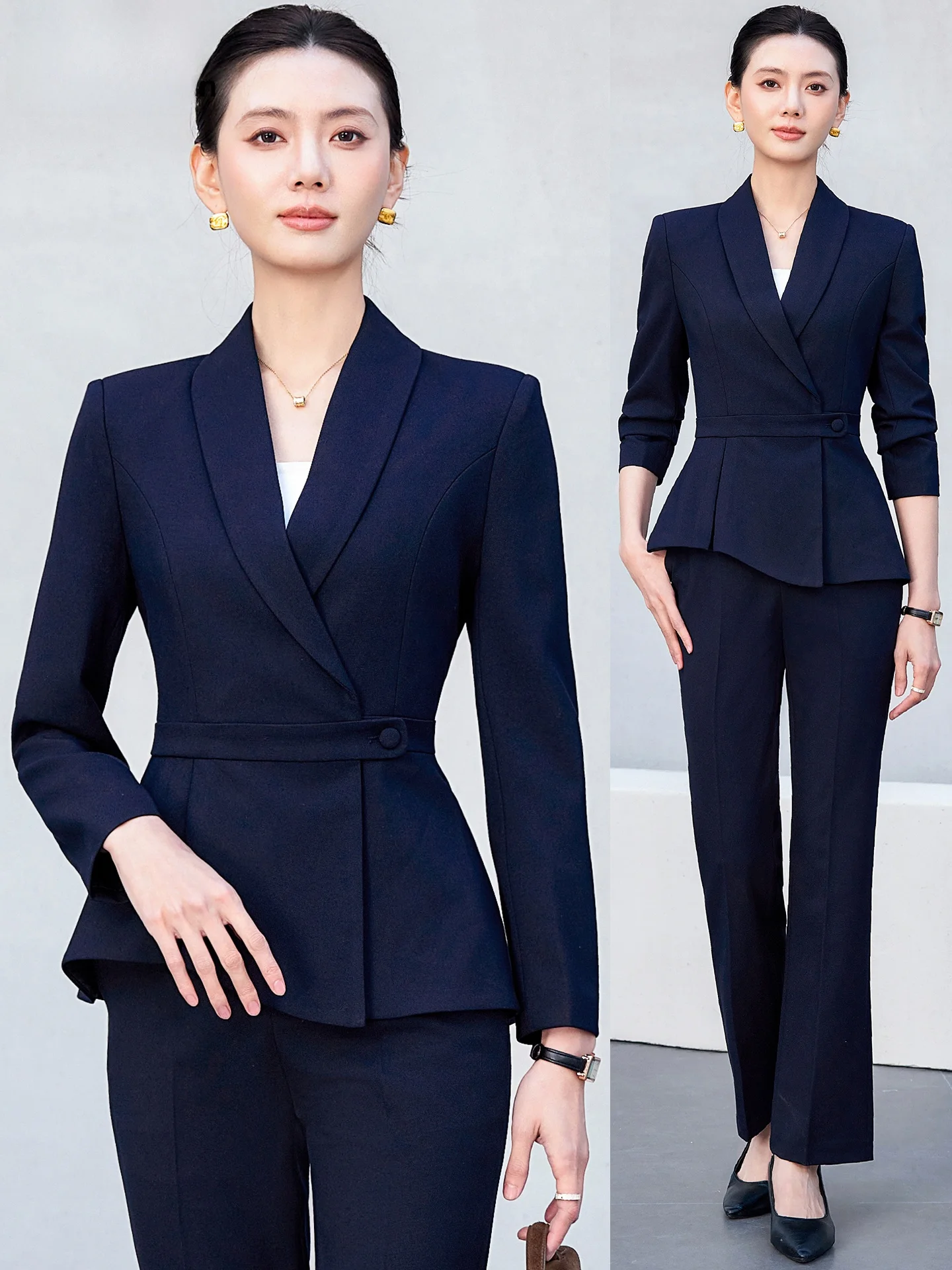 

Olive een Suit Set Women's Spring Autumn Hotel Manager Work orm Profional Feeling Western Sle Jaet Long Sve