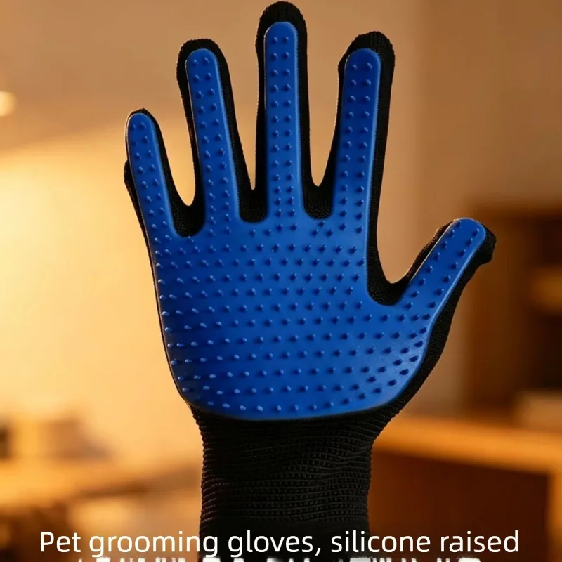 Rubber Pet Grooming Gloves 1PC Hair Remove Massage Floating Brush Cat Dog view 5